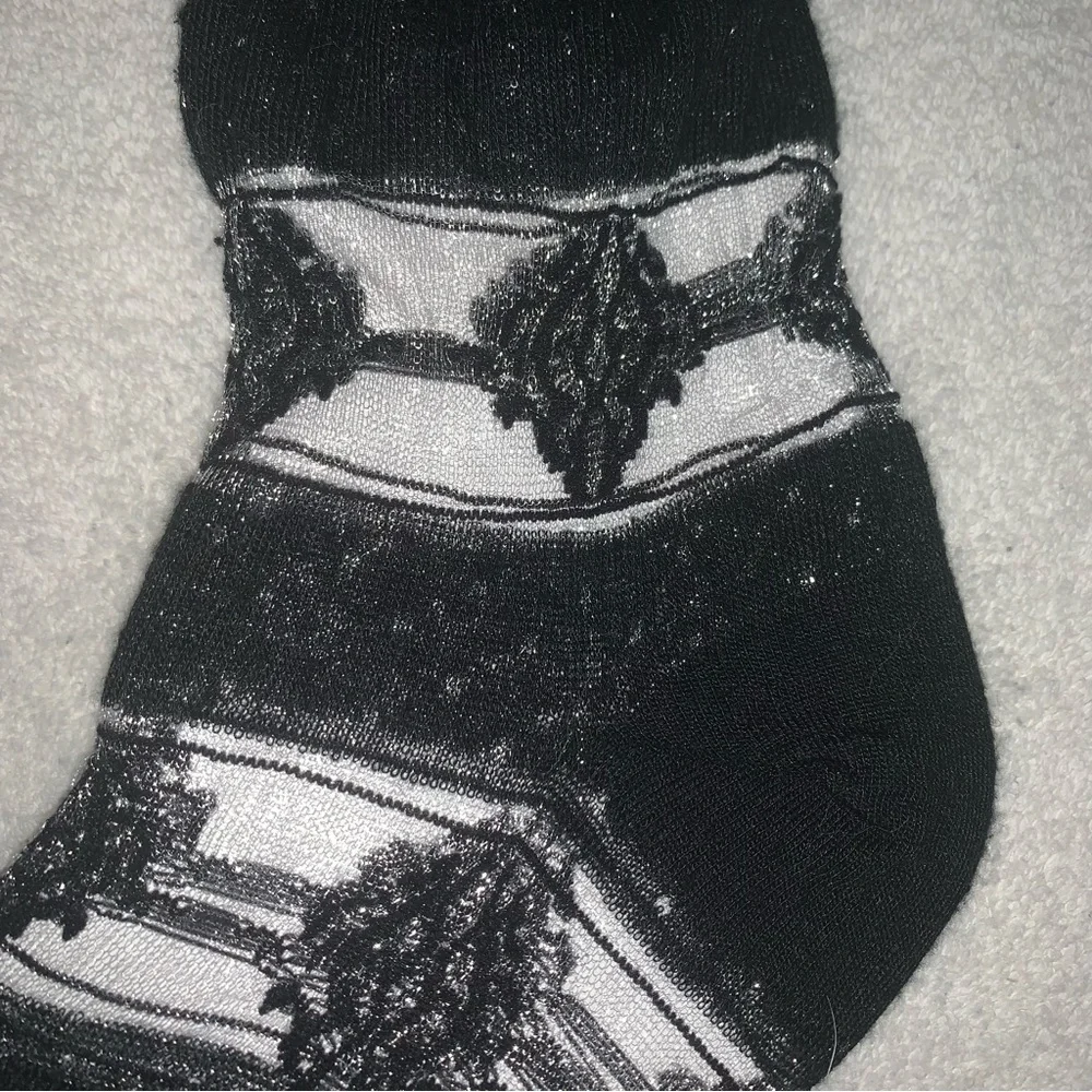 Women’s Ladies Sz 9-11 Vintage Route 66 Black Silver / Shimmer Ankle Socks 2 PR